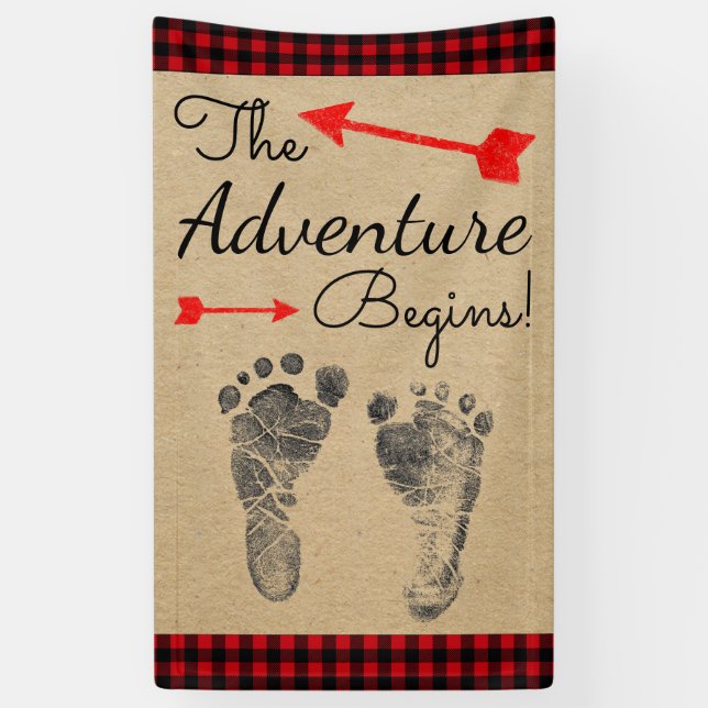 Lumberjack Buffalo Plaid Baby Shower Banner (Vertical)