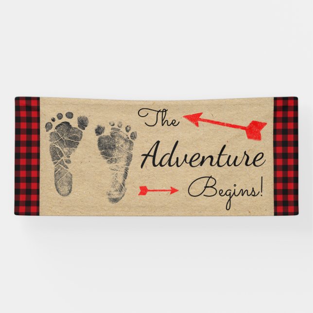 Lumberjack Buffalo Plaid Baby Shower Banner (Horizontal)
