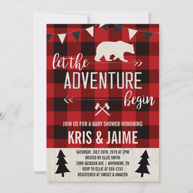 Lumberjack Buffalo Plaid Baby Shower Invitation (Front)