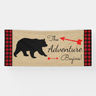 Lumberjack Buffalo Plaid Bear Boy Baby Shower Banner