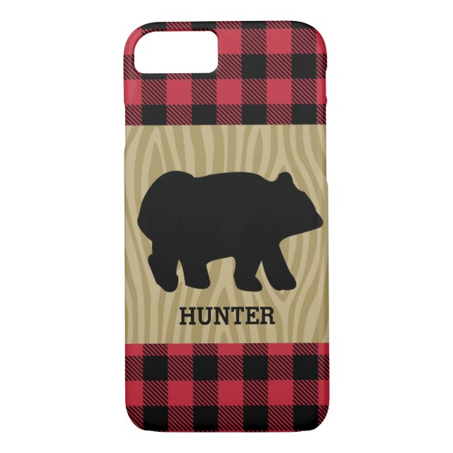 Lumberjack Buffalo Plaid Black Bear Rustic Case-Mate iPhone Case (Back)