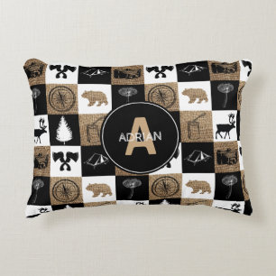 Lumberjack Camping Adventure Monogram Nursery Decorative Cushion