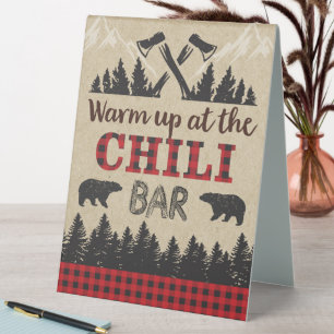 Lumberjack Chilli Bar Table Tent Sign, Warm Up