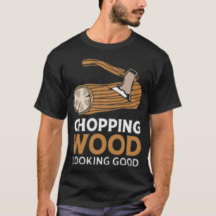 Lumberjack Chopping Wood Looking boys  space bagel T-Shirt