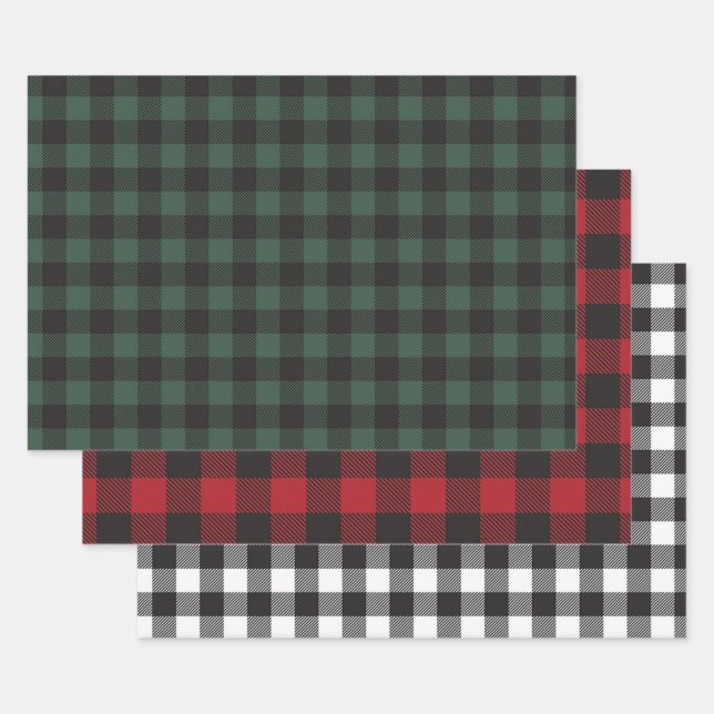 Lumberjack Christmas Buffalo Plaid Wrapping Paper (Set)