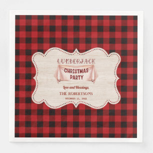 Lumberjack Christmas Party Red Buffalo Wood Napkin
