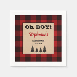 Lumberjack Cocktail Baby Shower Napkins Plaid