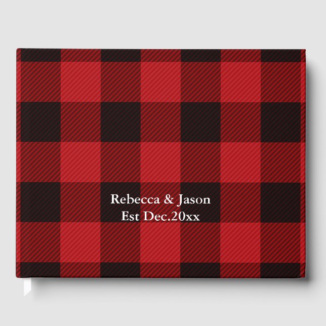 Lumberjack Country Christmas Red buffalo plaid Guest Book (Front)