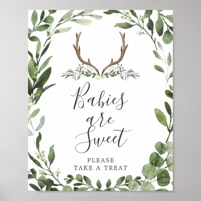 Lumberjack Deer Baby Shower Babies Are Sweet Sign (Front)