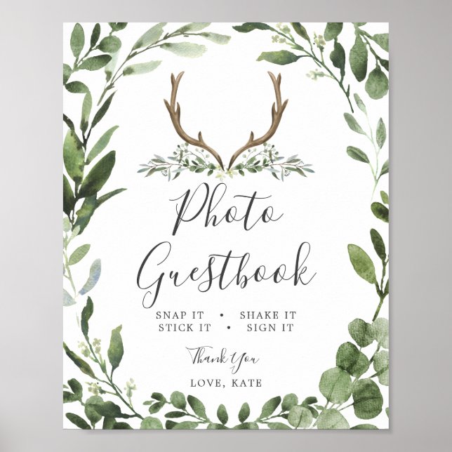Lumberjack Deer Baby Shower Photo Guestbook Sign (Front)