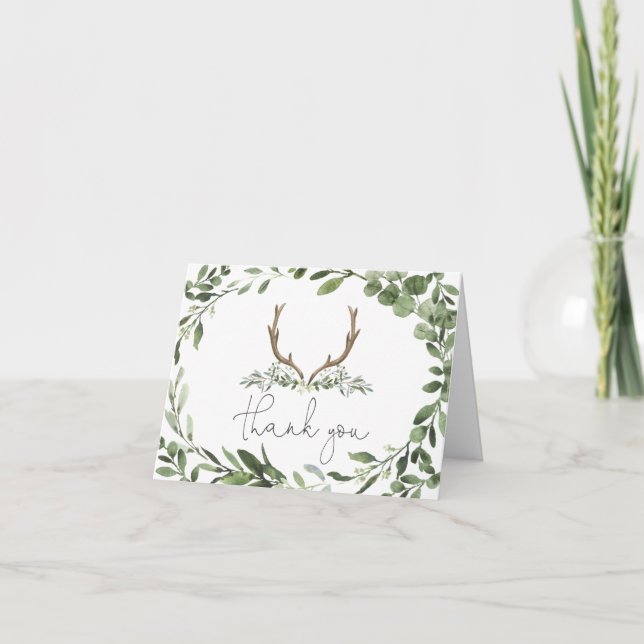Lumberjack Deer Baby Shower Thank You Card (Front)
