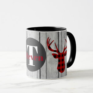 Lumberjack deer plaid monogram Country mug