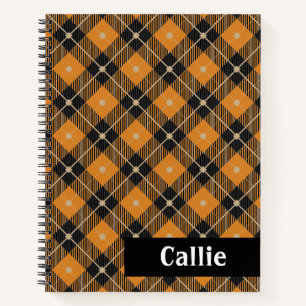 Lumberjack Diagonal Plaid Black & Pumpkin Notebook