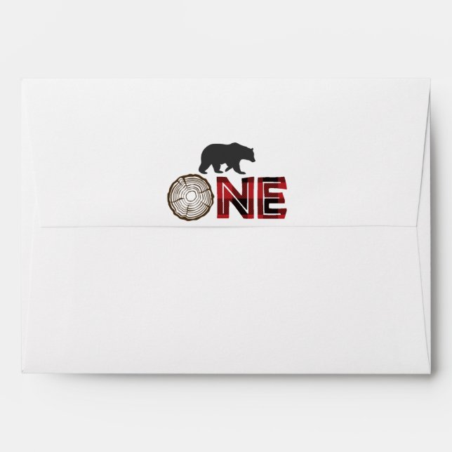 Lumberjack First Birthday Envelopes - Bear (Back (Top Flap))
