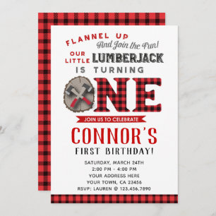 Lumberjack First Birthday Invitation