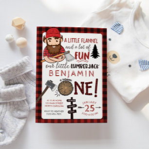 Lumberjack First Birthday Invitation, 1st Invite