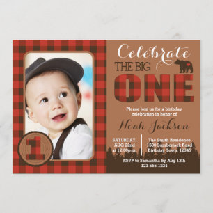 Lumberjack First Birthday Party Invitation