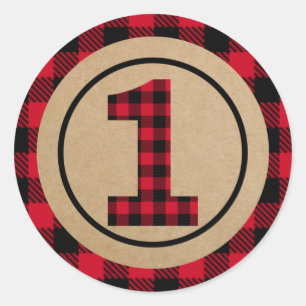 Lumberjack First Birthday, Wild One Favour Classic Round Sticker
