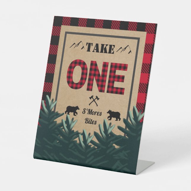 Lumberjack First Birthday, Wild One Favour Sign (Front)