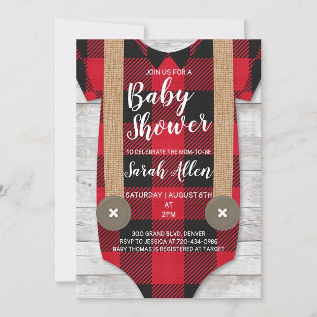 Lumberjack Flannel Boy Baby Shower Invitation (Front)