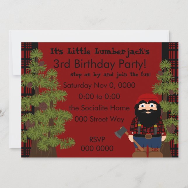 Lumberjack Gnome Invitation (Front)