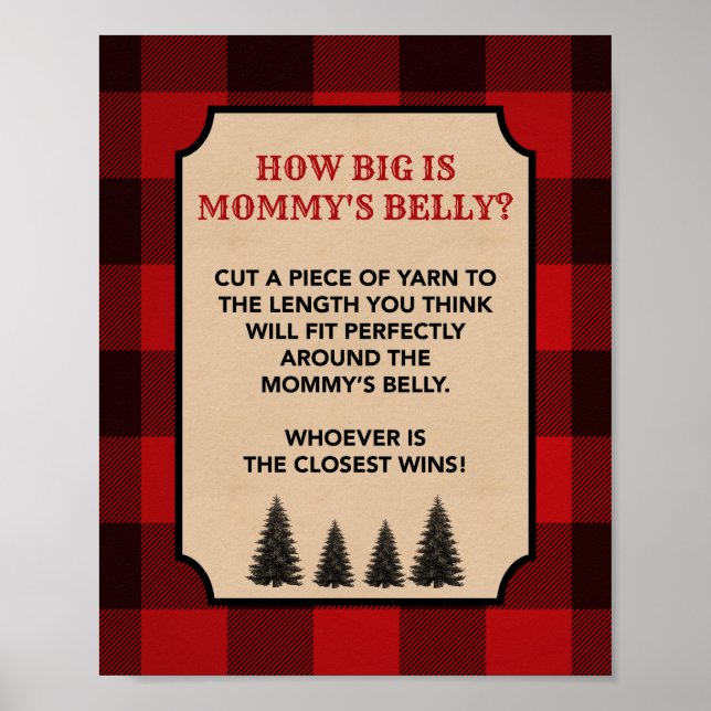 Lumberjack How Big is Mommy's Belly Shower Sign (Front)