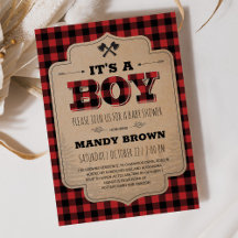 Lumberjack It's A Boy Baby Shower Invitation