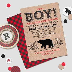 Lumberjack Kraft Baby Shower Invitation