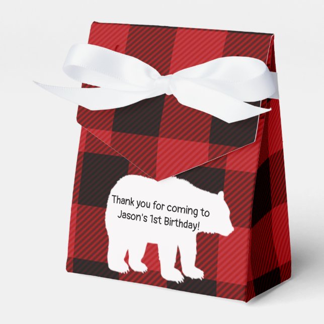 Lumberjack Little Bear Party Favour Bag Favour Box (Front Side)