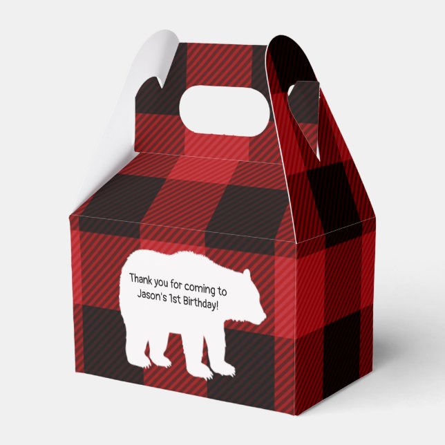 Lumberjack Little Bear Party Favour Bag Favour Box (Front Side)