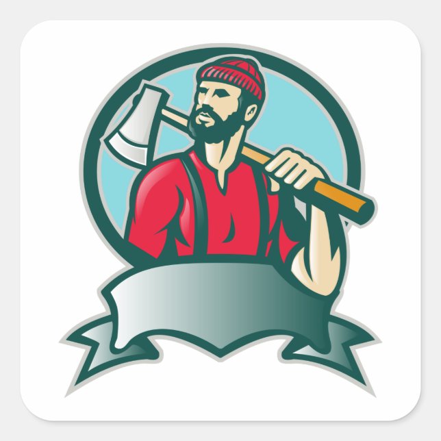 Lumberjack Logger Forester Woodcutter Square Sticker (Front)