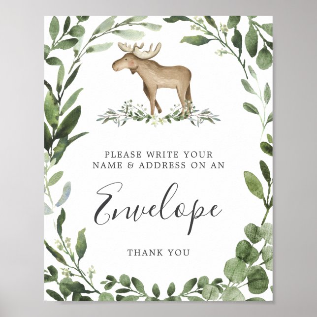 Lumberjack Moose Baby Shower Address Envelope Sign (Front)