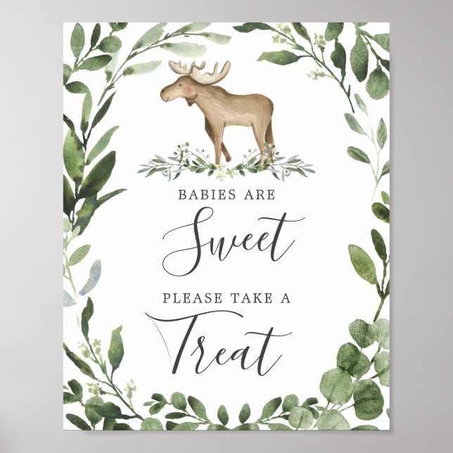 Lumberjack Moose Baby Shower Babies Are Sweet Sign (Front)