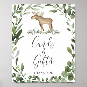 Lumberjack Moose Baby Shower Cards and Gifts Sign