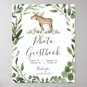 Lumberjack Moose Baby Shower Photo Guestbook Sign
