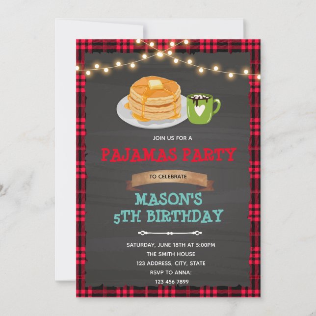 Lumberjack pancakes and pyjamas Invitation (Front)