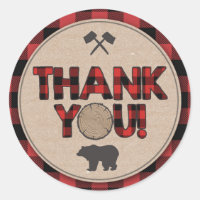 Lumberjack Party Favour Tags Thank You Sticker Bea