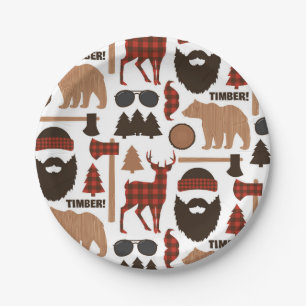 Lumberjack Pattern Paper Plate