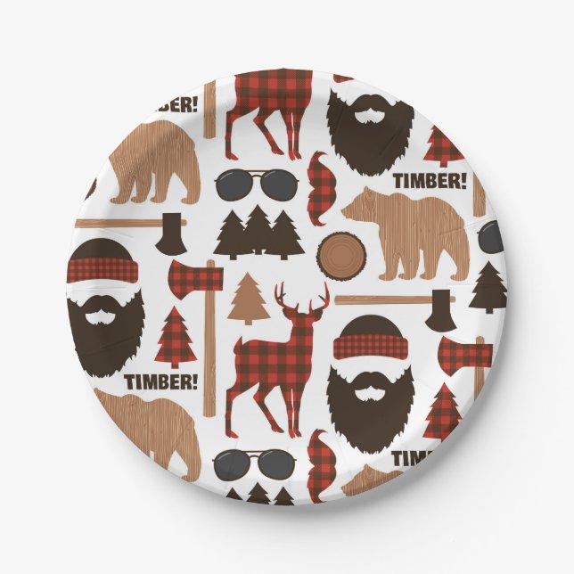 Lumberjack Pattern Paper Plate (Front)