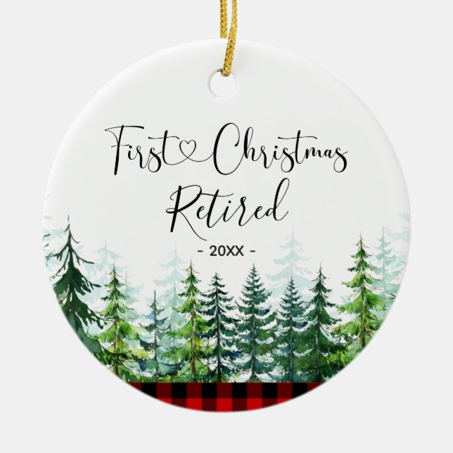 Lumberjack Pine Tree Retired First Christmas Ceramic Tree Decoration (Front)