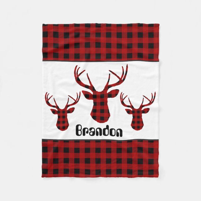Lumberjack plaid add name baby boys blabket fleece blanket (Front)