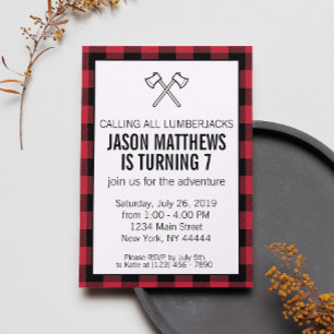 Lumberjack Plaid Birthday Invitation