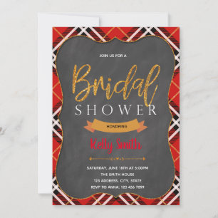 Lumberjack plaid bridal shower invitation