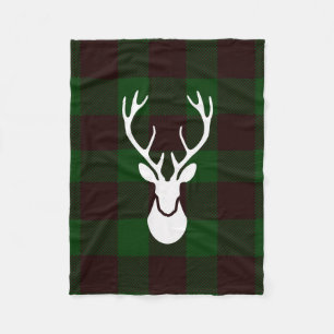 Lumberjack Plaid Fleece Blanket With Buck Deer