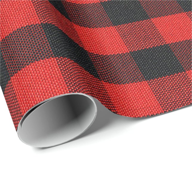lumberjack plaid red and black chequered wrapping paper (Roll Corner)