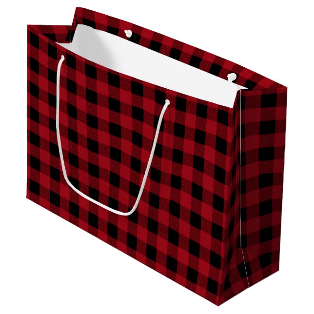 Lumberjack Plaid, Red and Black Plaid Gift Bag (Front Angled)