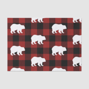 Lumberjack Red Buffalo Plaid Bear Pattern Holiday Tissue Paper