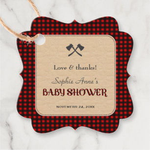 Lumberjack Red Buffalo Wild Hunter Baby Shower Favour Tags