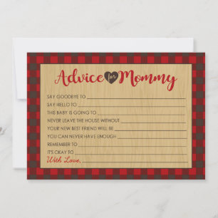 Lumberjack Red Flannel Baby Shower Advice Cards