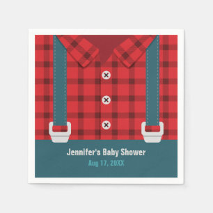 Lumberjack Red Plaid Denim Baby Shower Napkins